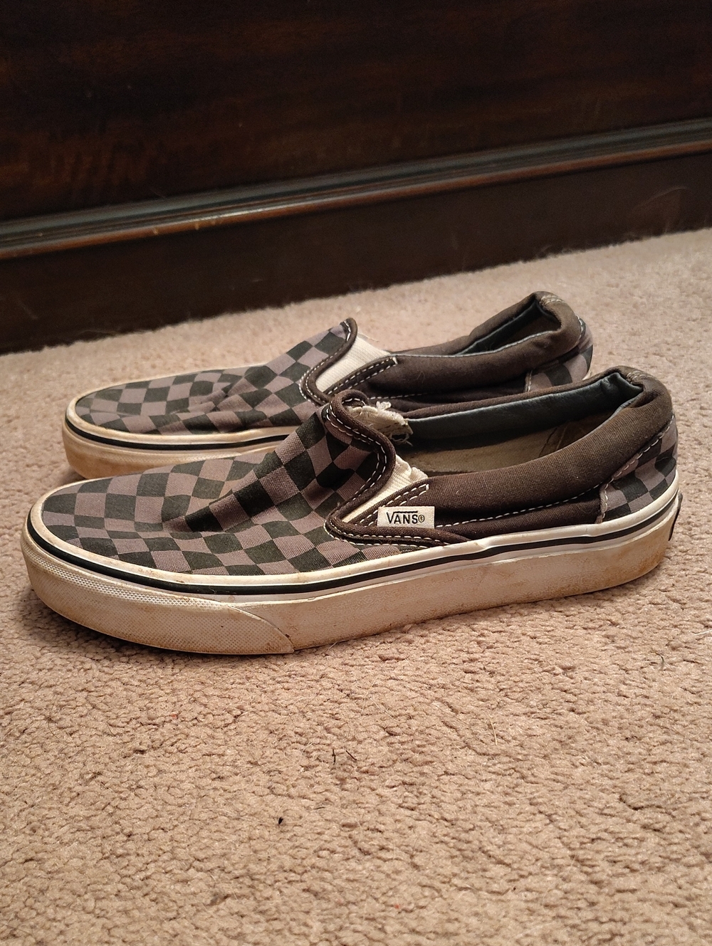 Vans Men’s Checkerboard Slip-On Sneakers - Gray & Black